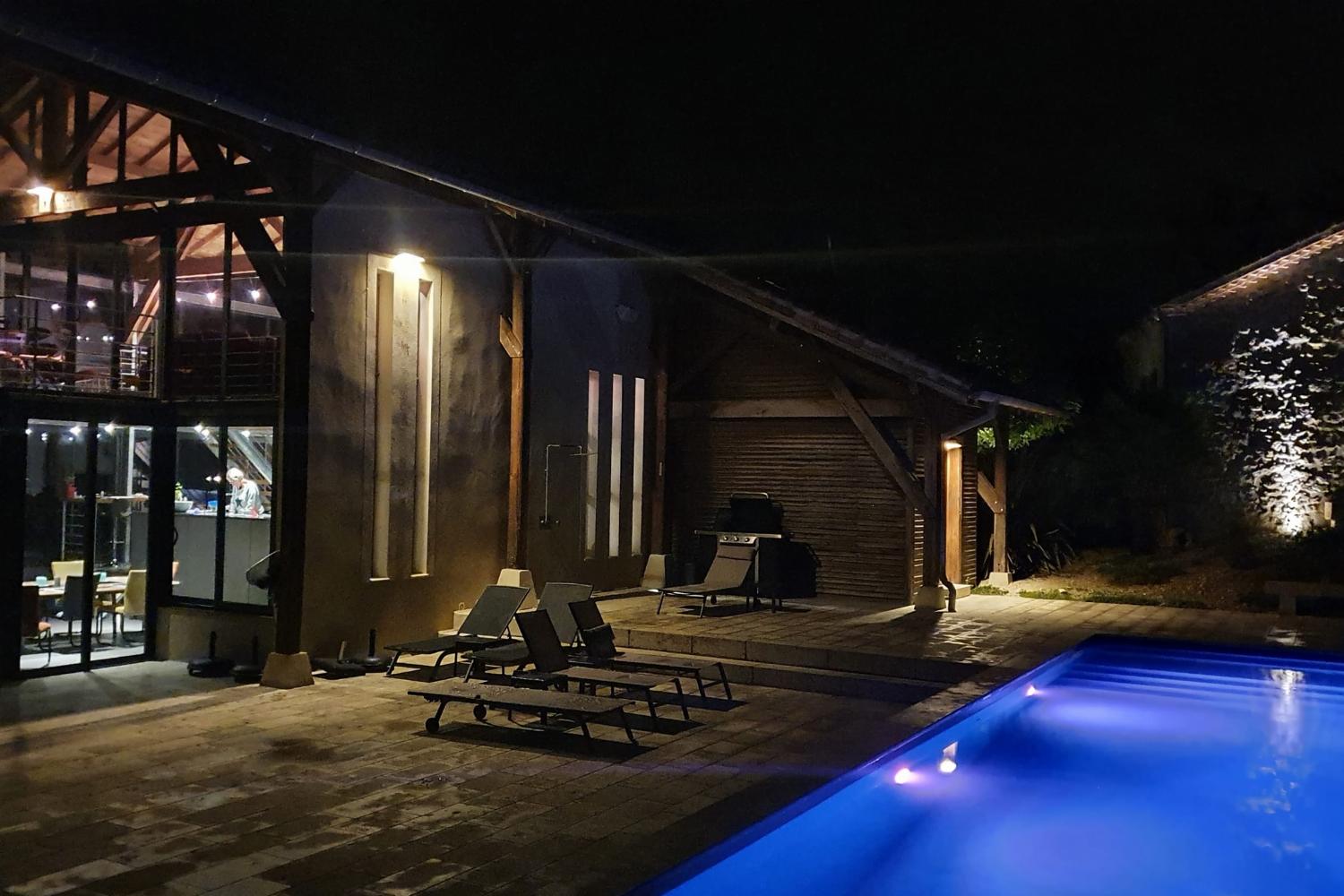 Private pool at night
