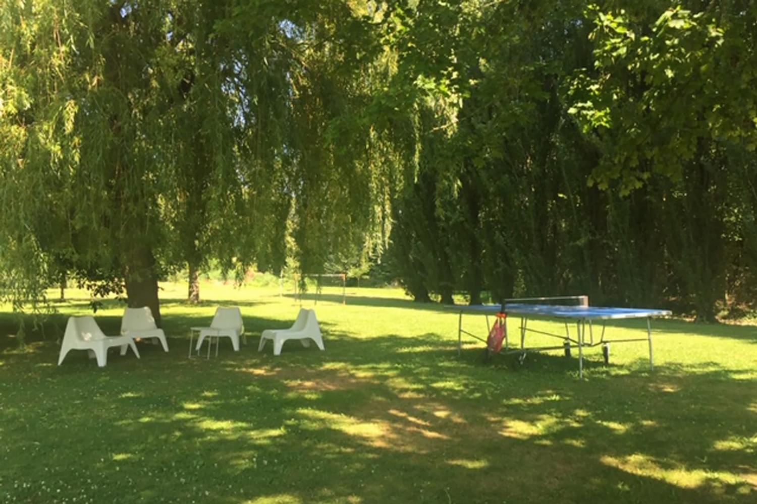 Table tennis in garden