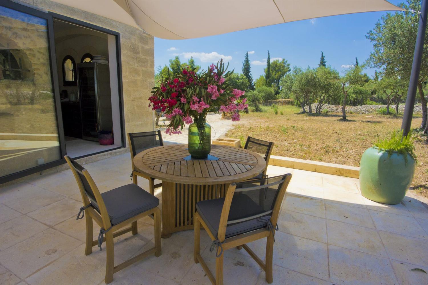 Shaded dining terrace