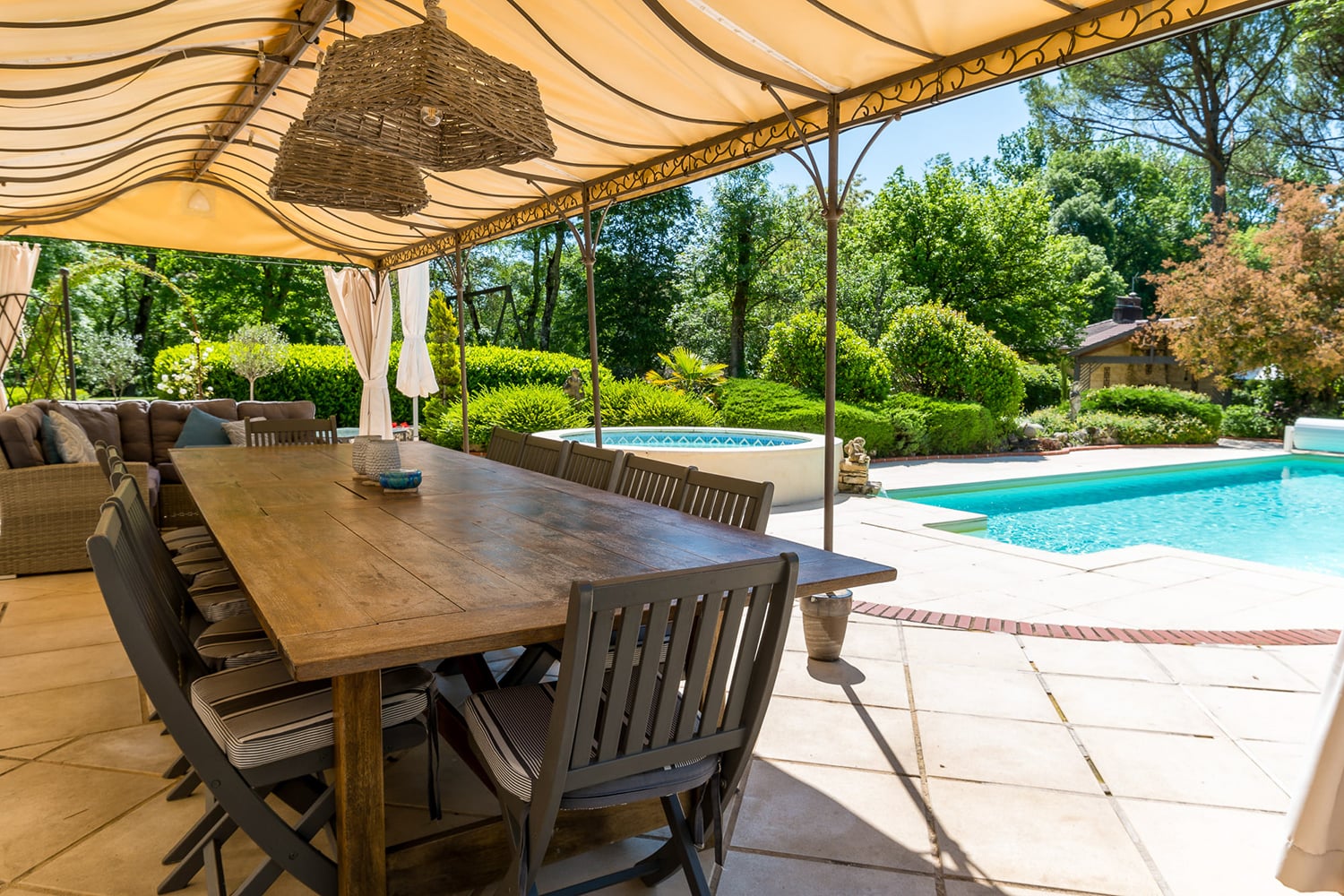 Shaded dining terrace
