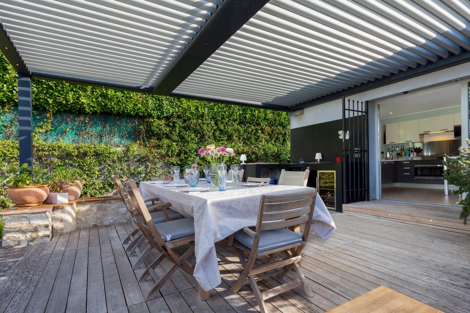 Shaded dining terrace
