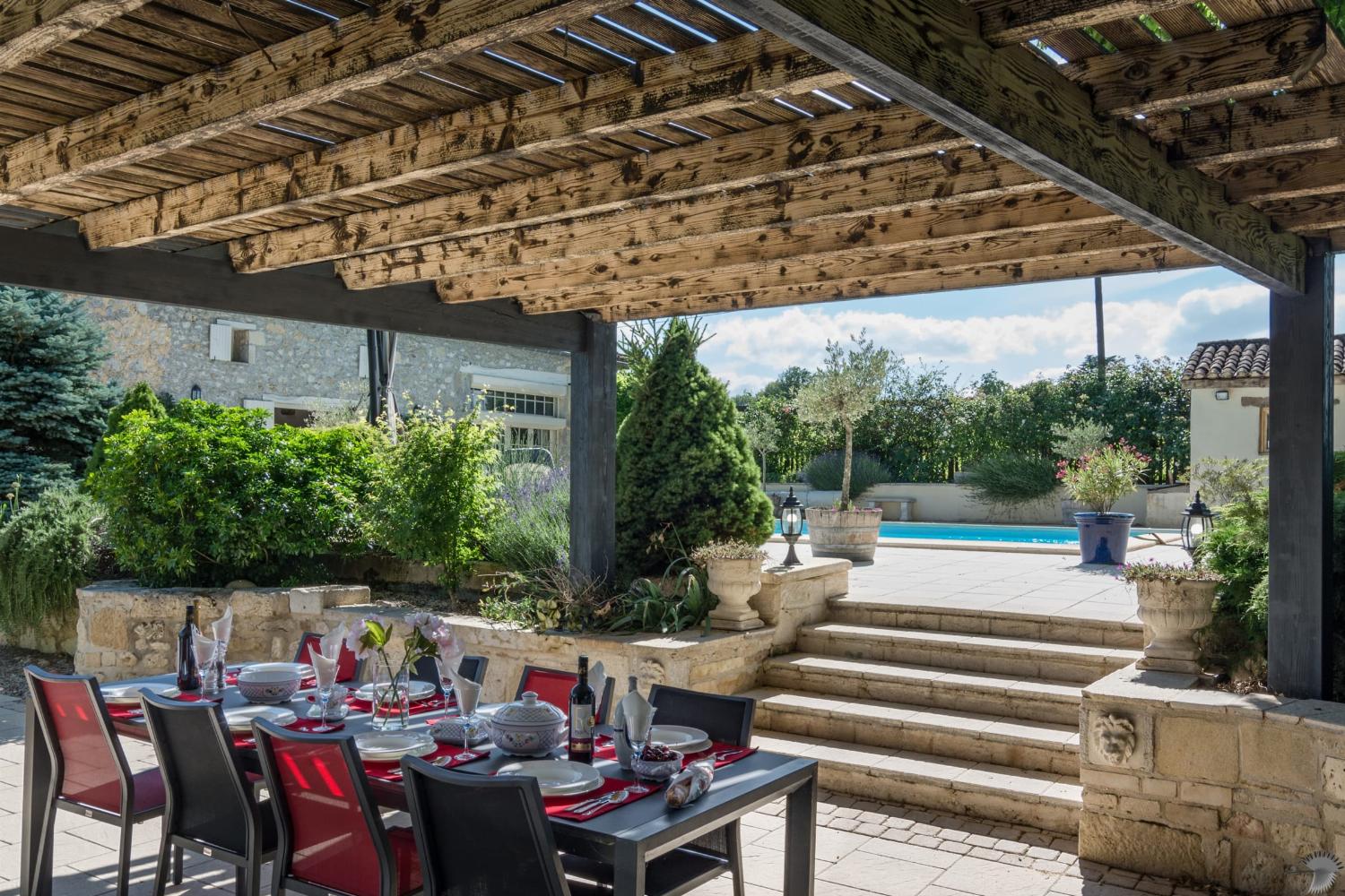 Shaded dining terrace