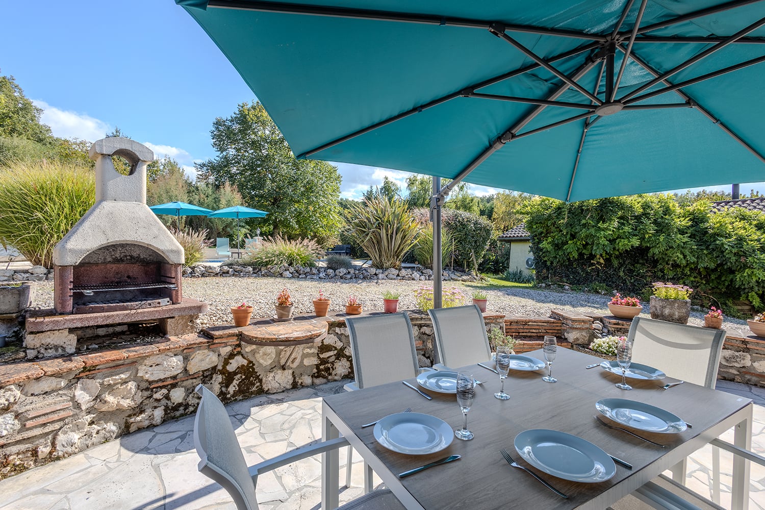Shaded dining terrace