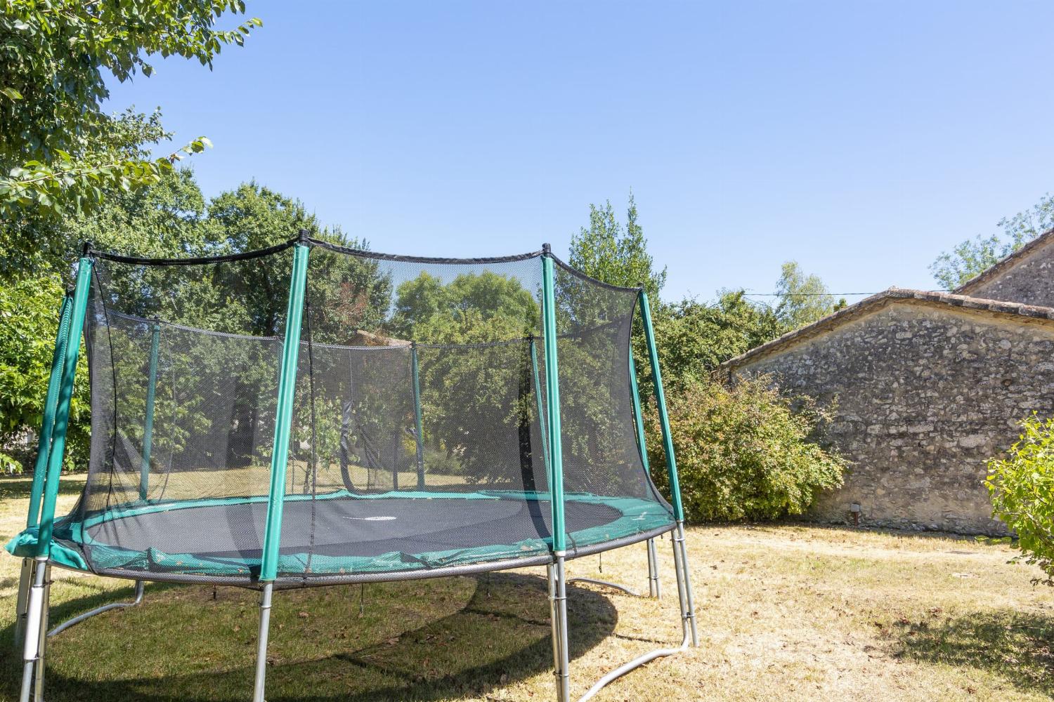 Trampoline in garden