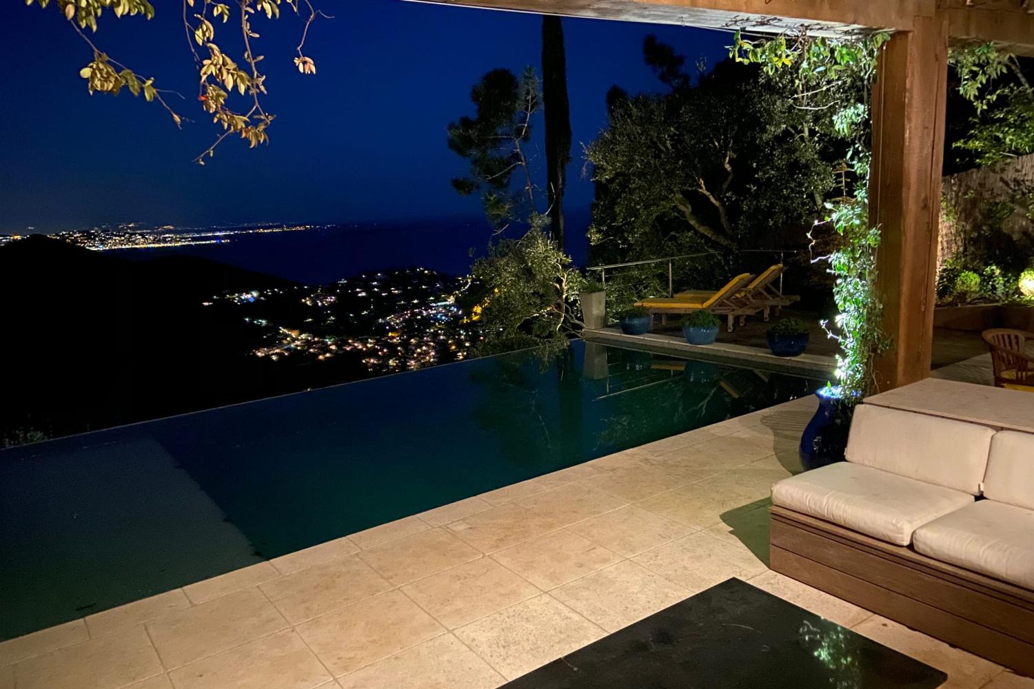 Private pool at night