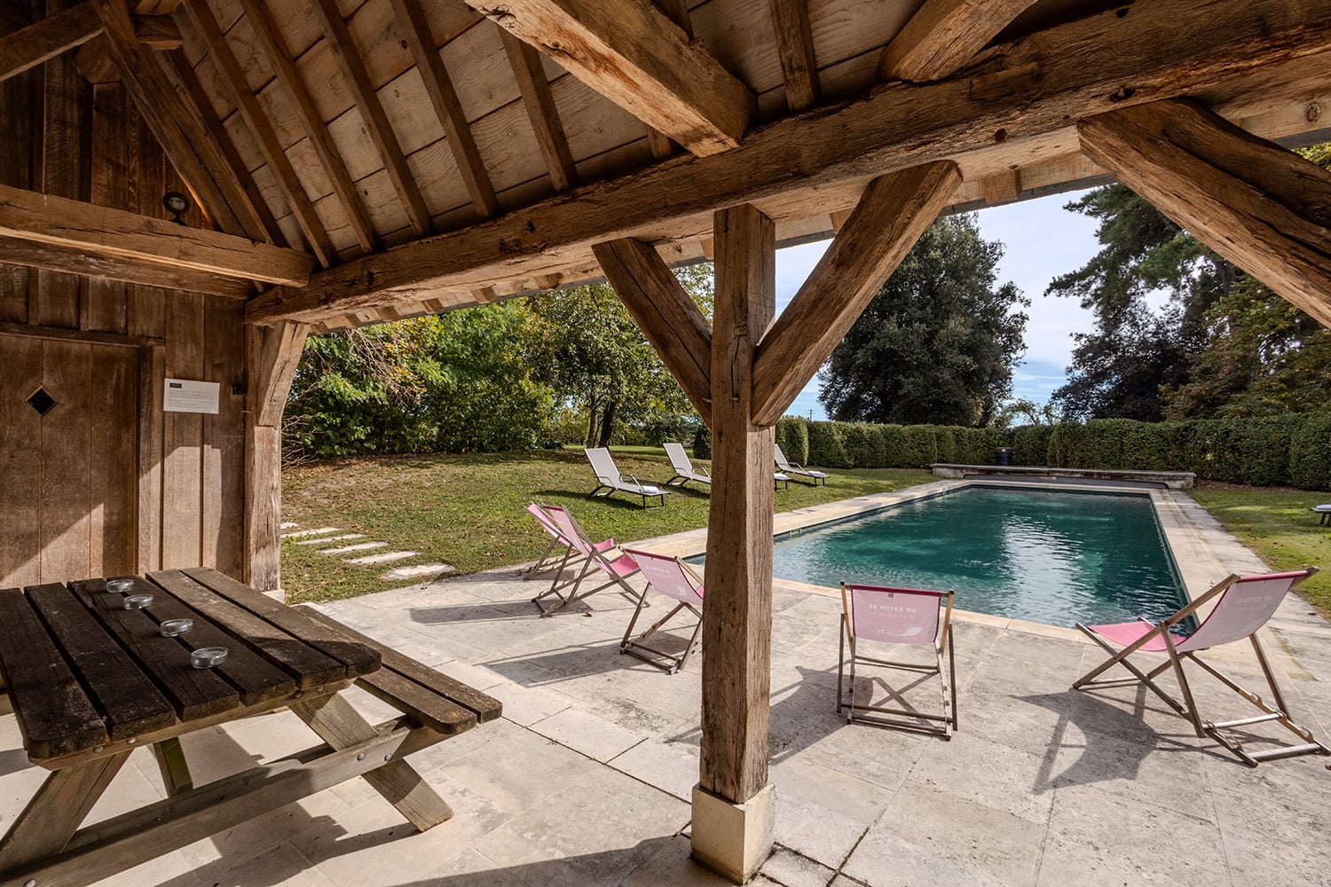 Shaded pool terrace