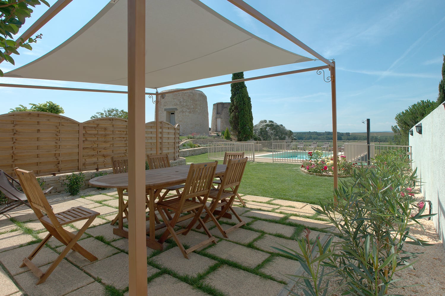 Shaded dining terrace