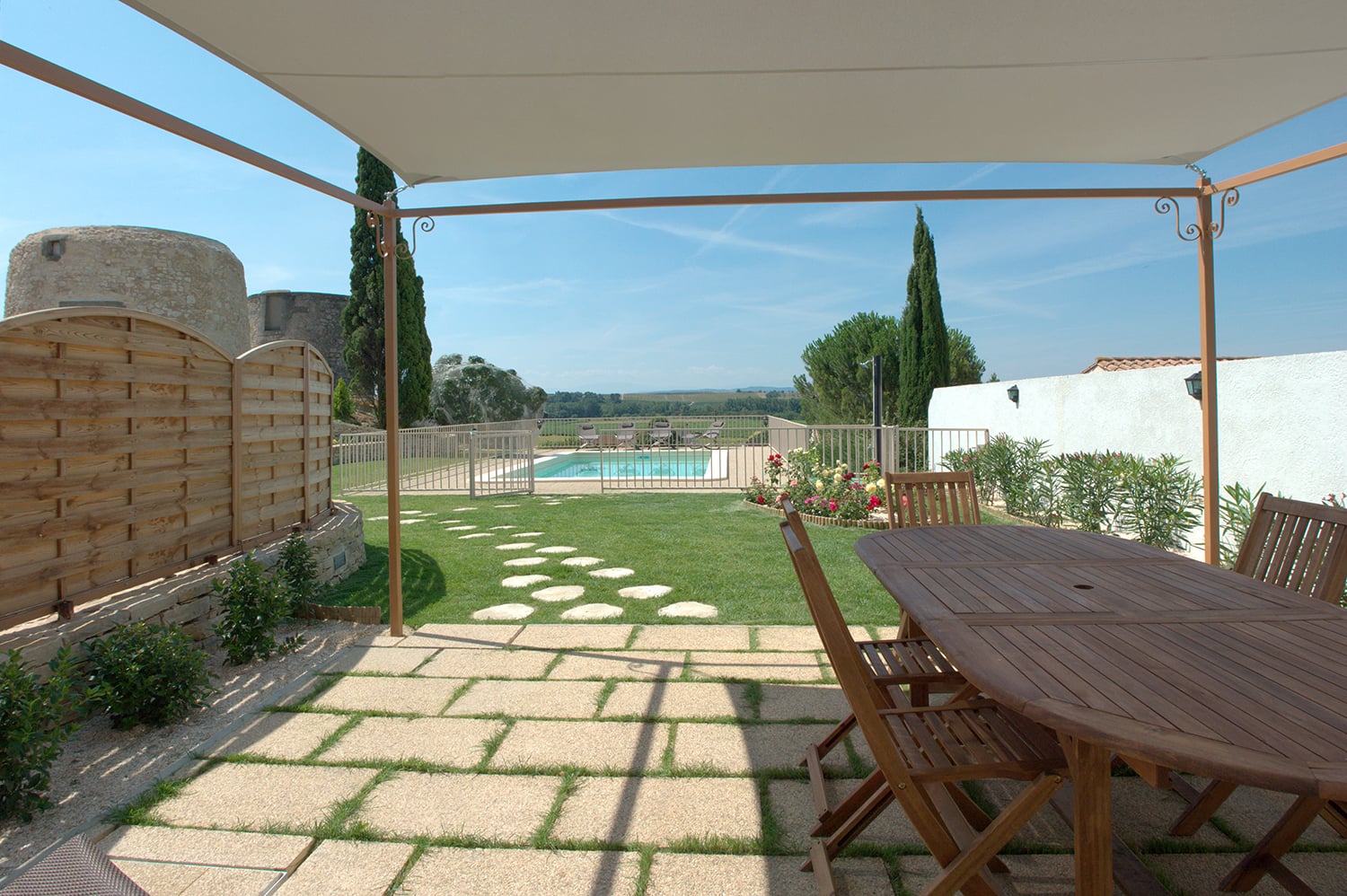 Shaded dining terrace