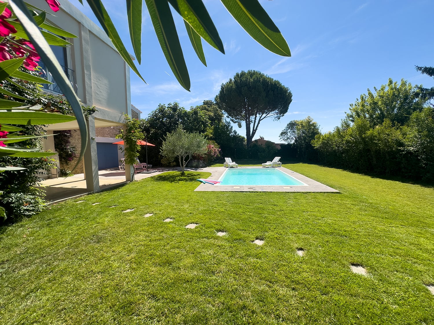 Private pool and lawned garden