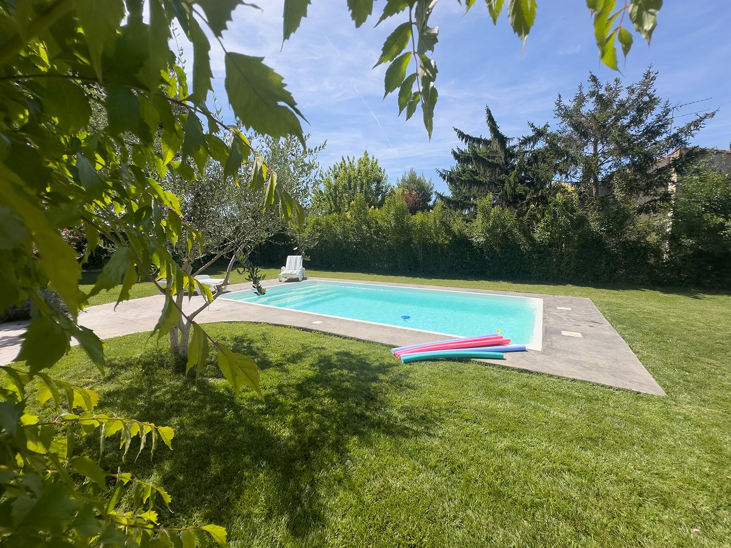 Private pool with lawned garden