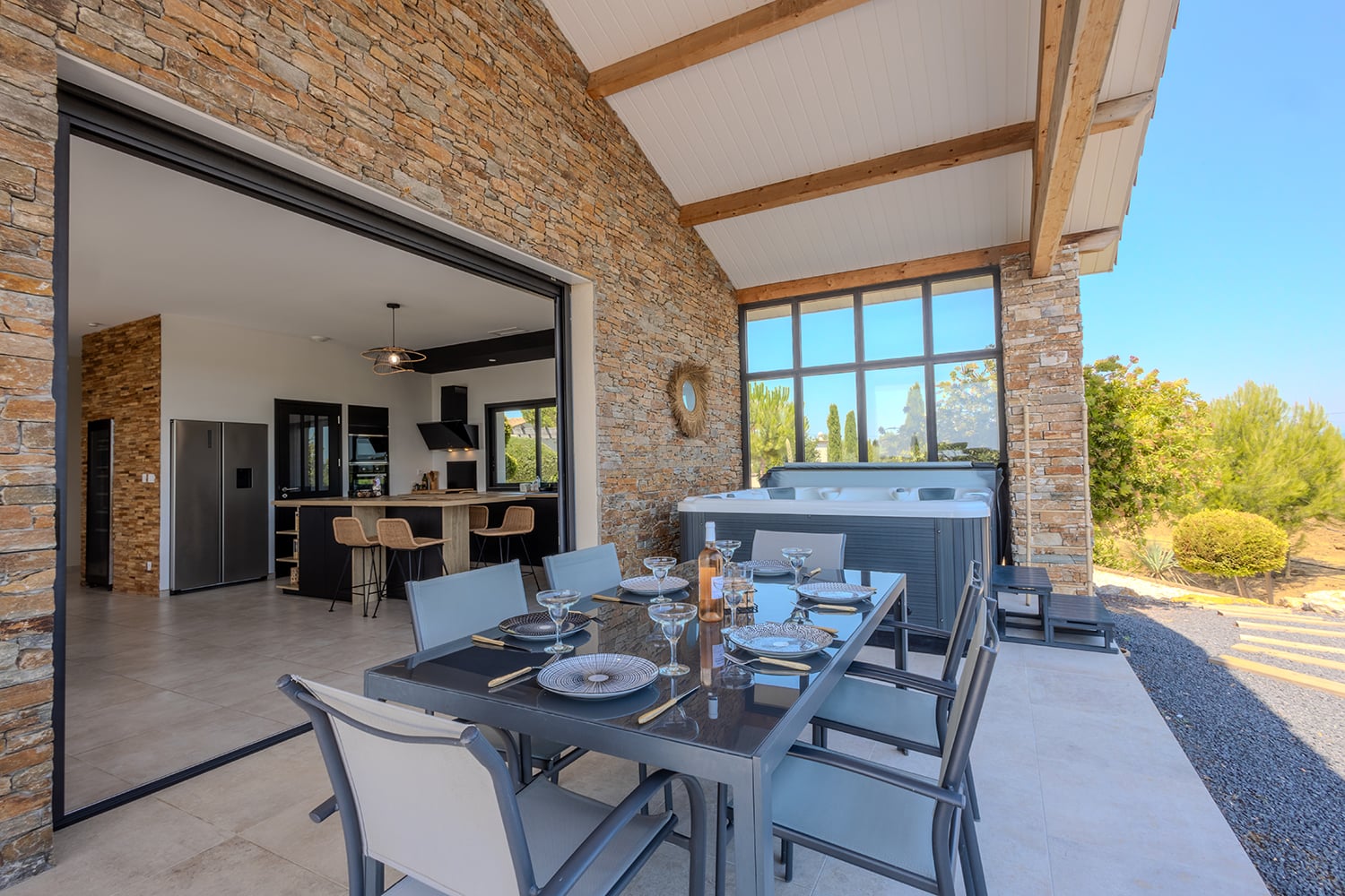 Shaded dining terrace