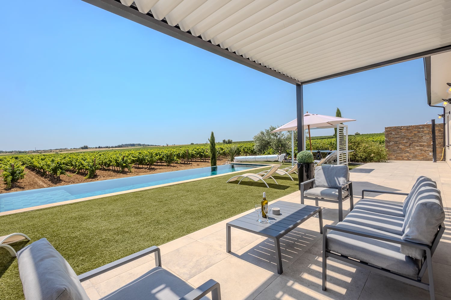Shaded pool terrace