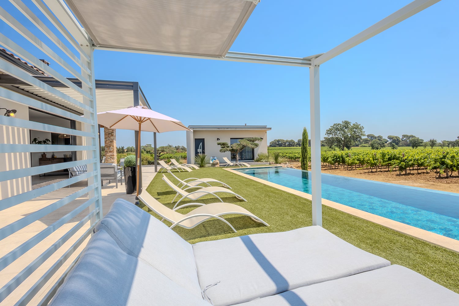 Shaded pool terrace