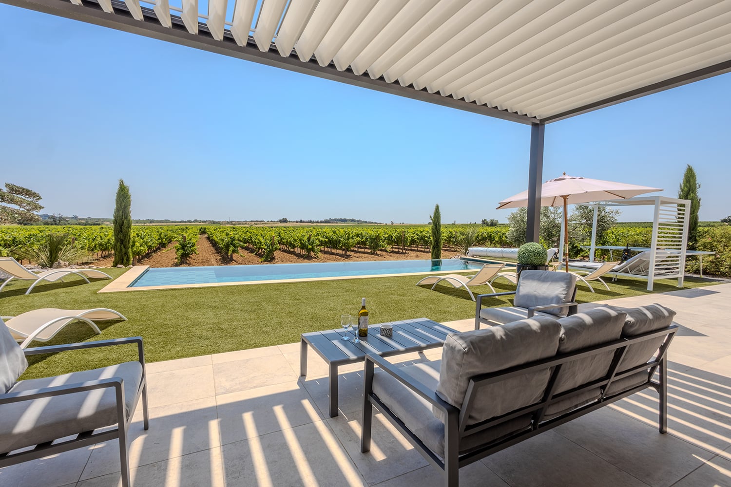 Shaded pool terrace