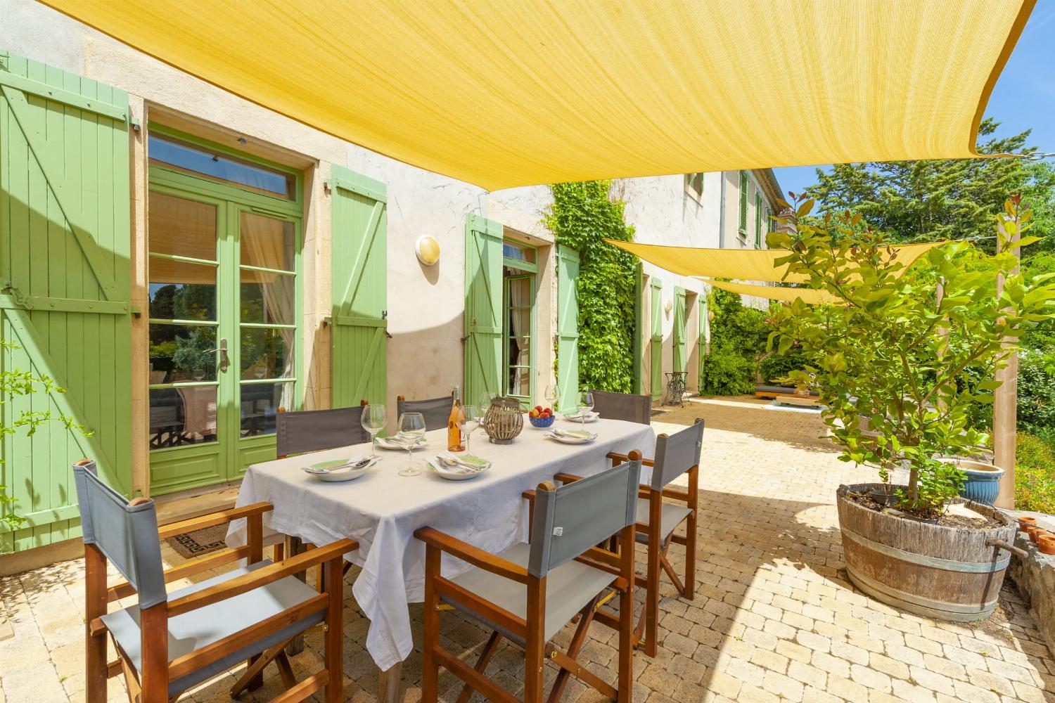 Shaded dining terrace