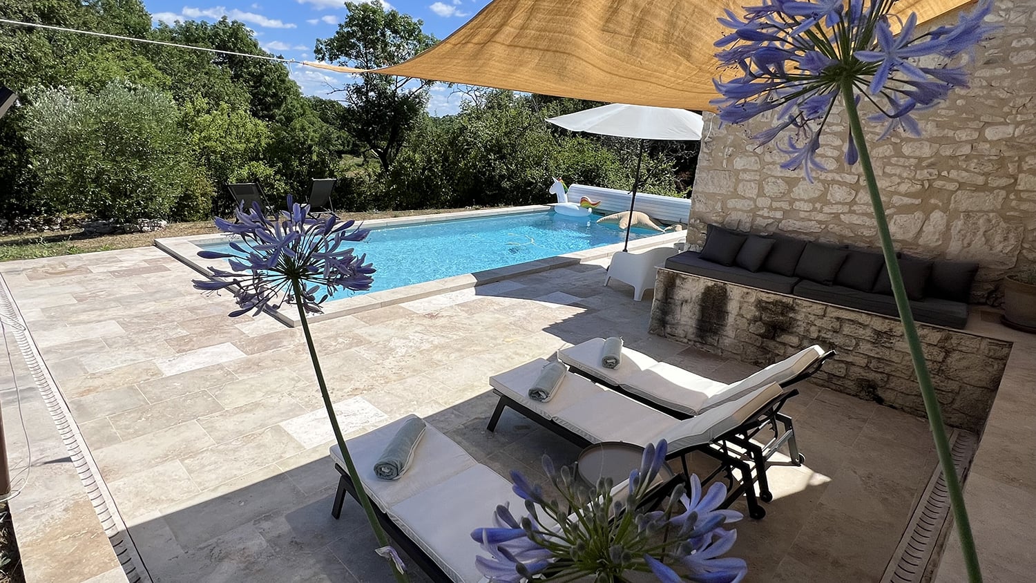 Shaded pool terrace