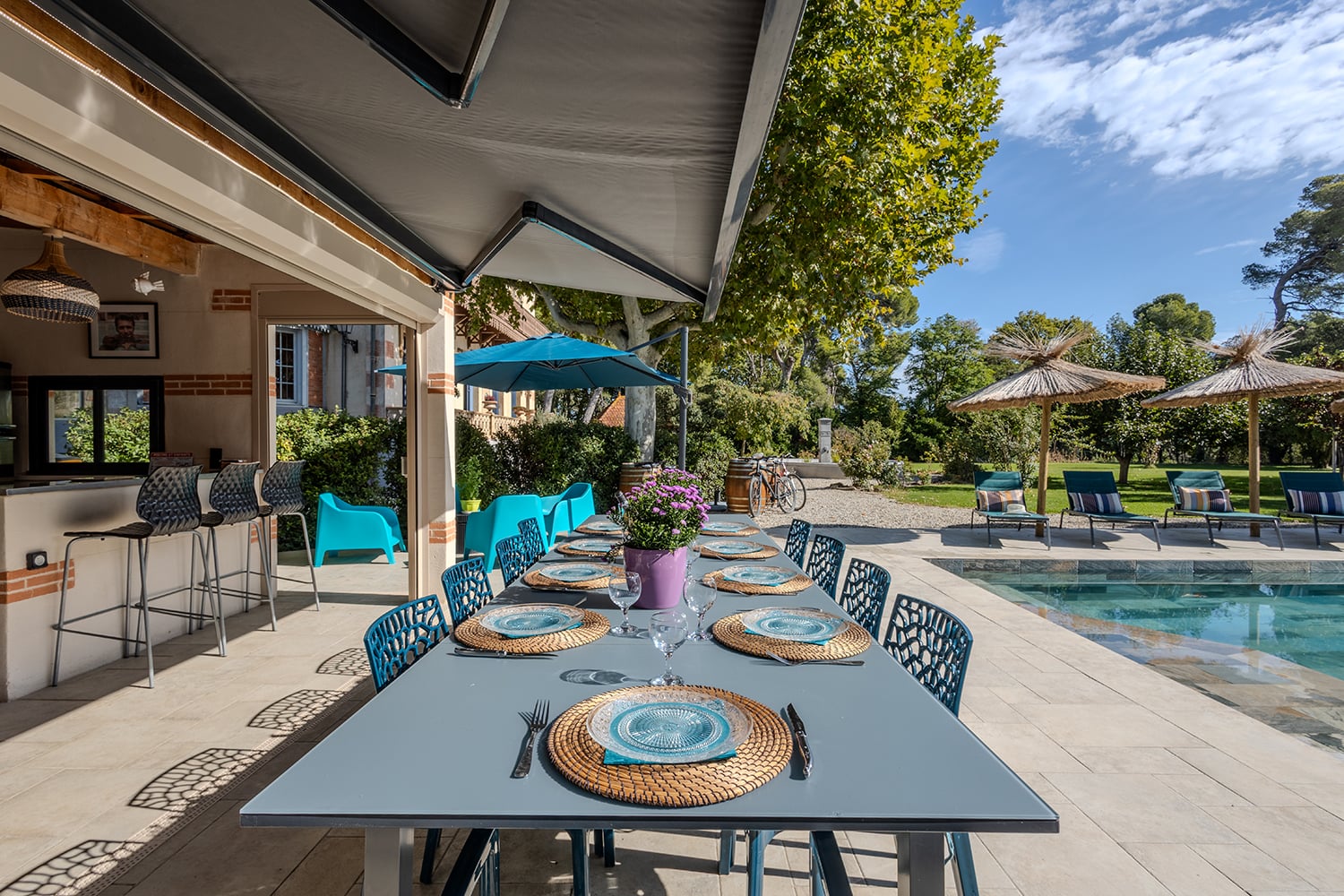 Shaded dining terrace