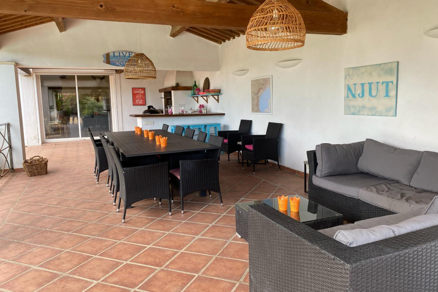 Shaded dining terrace