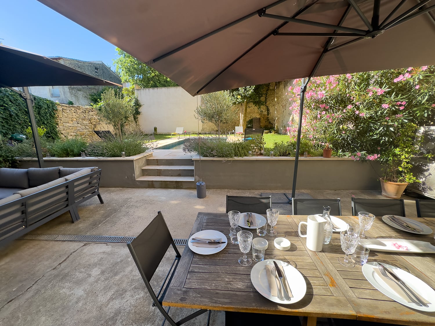 Shaded dining terrace