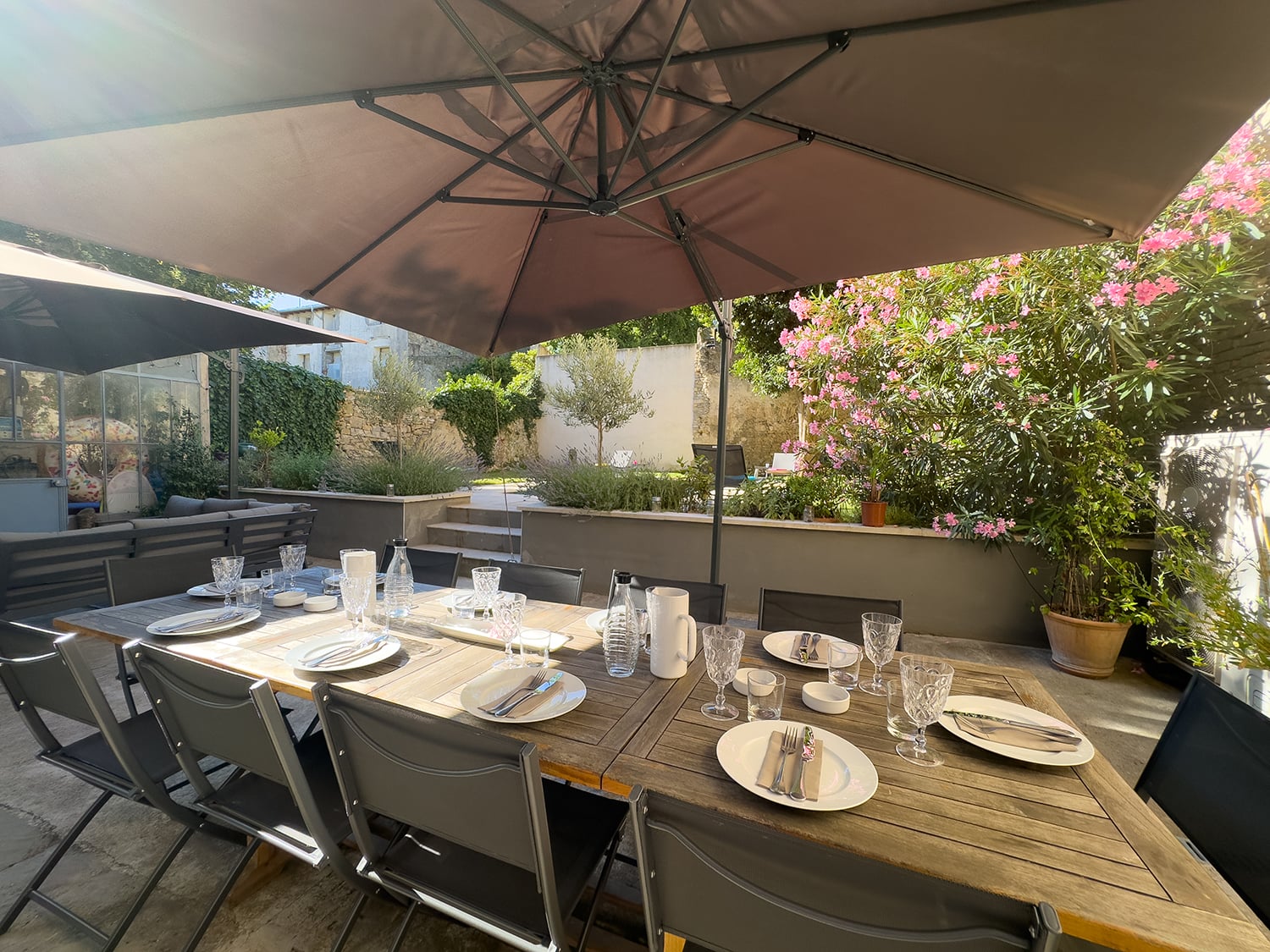 Shaded dining terrace