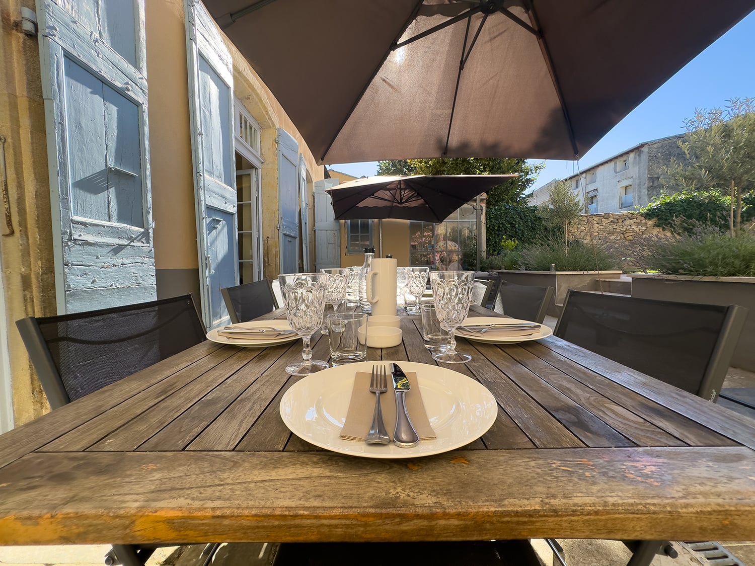 Shaded dining terrace
