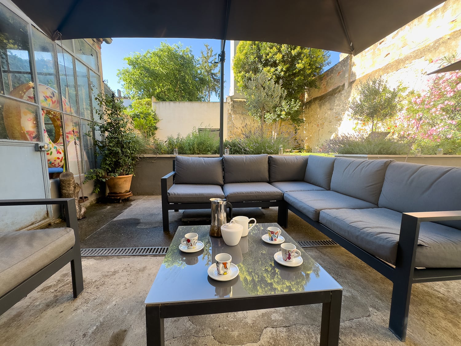 Shaded terrace