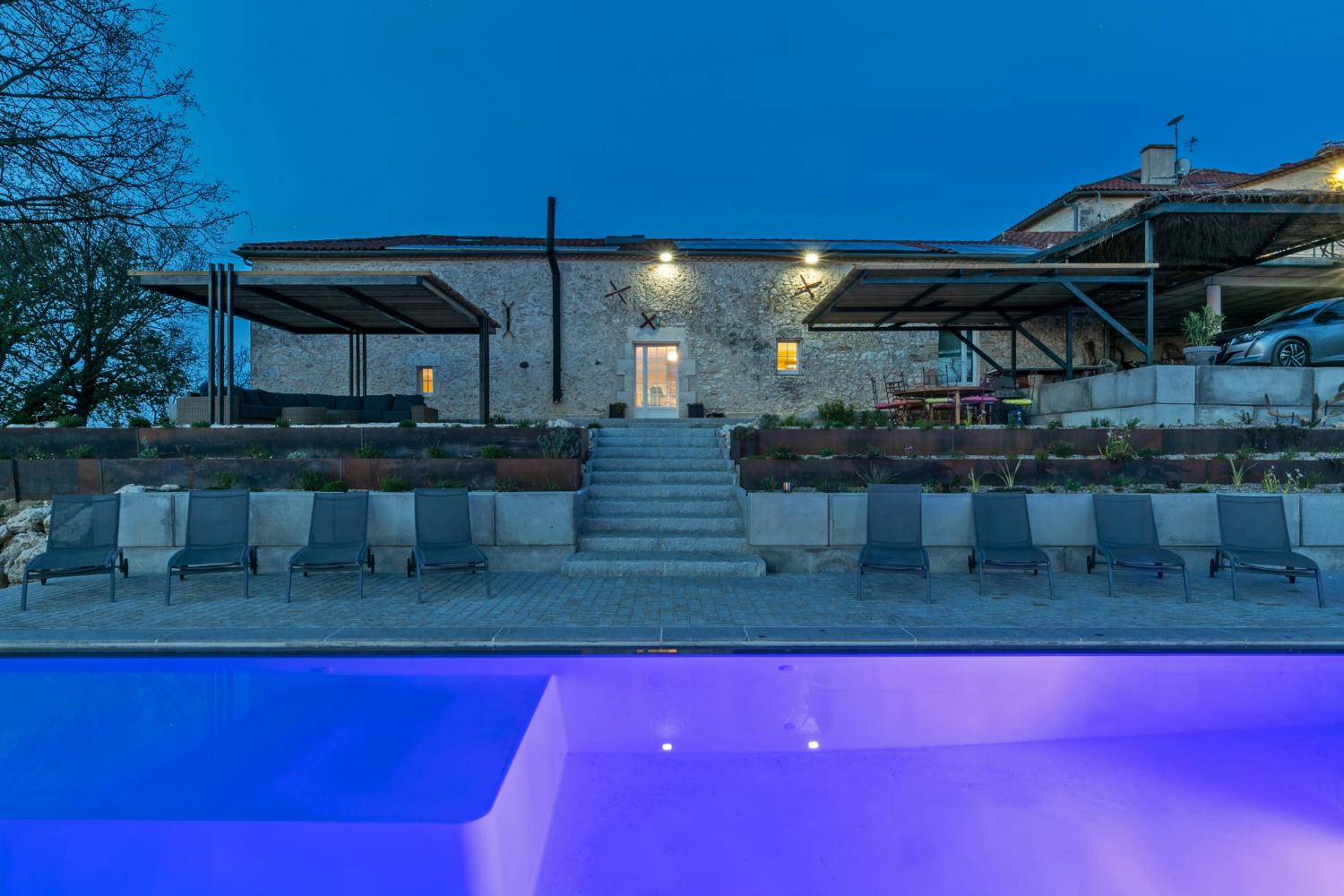 Private  pool at night