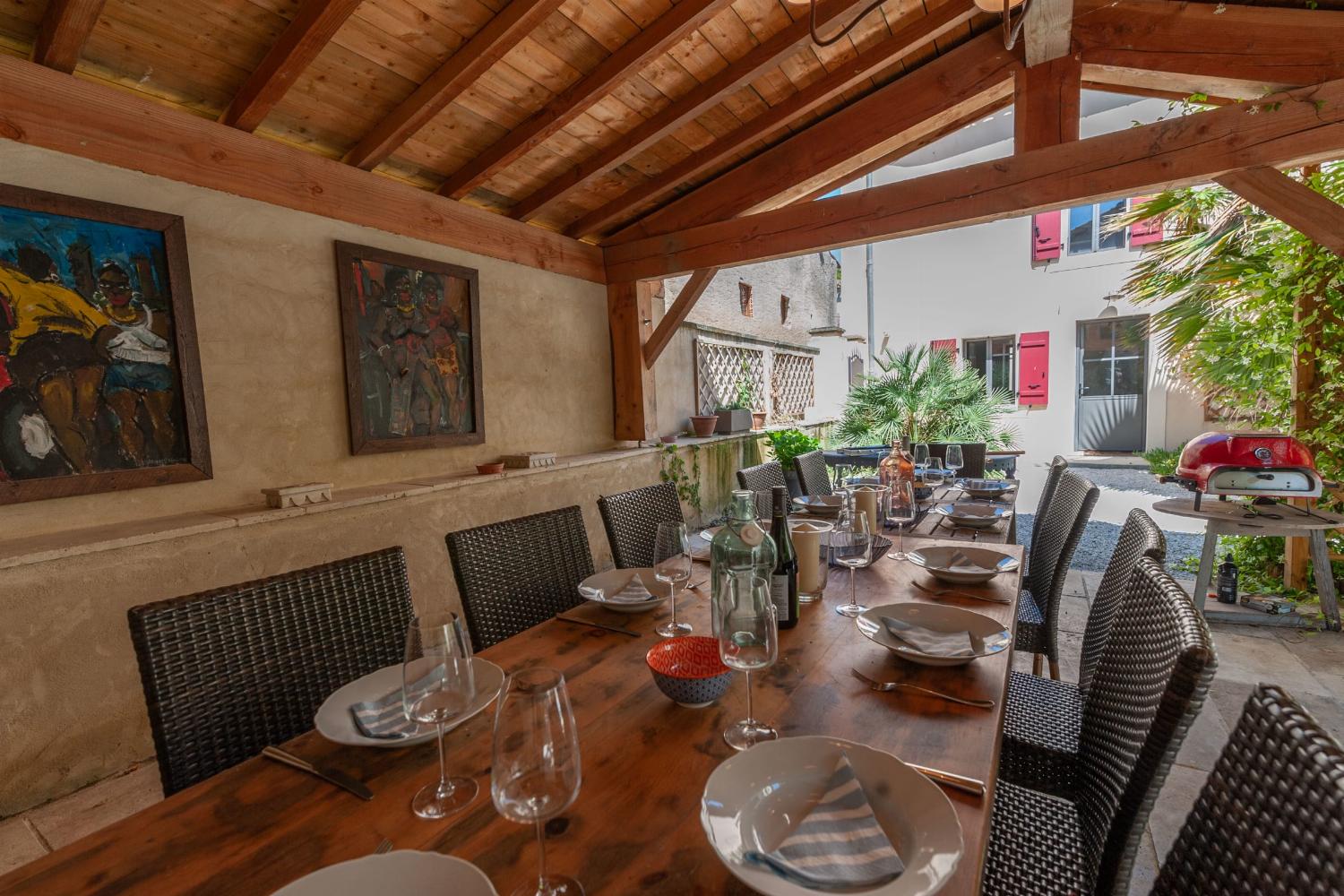 Shaded dining terrace