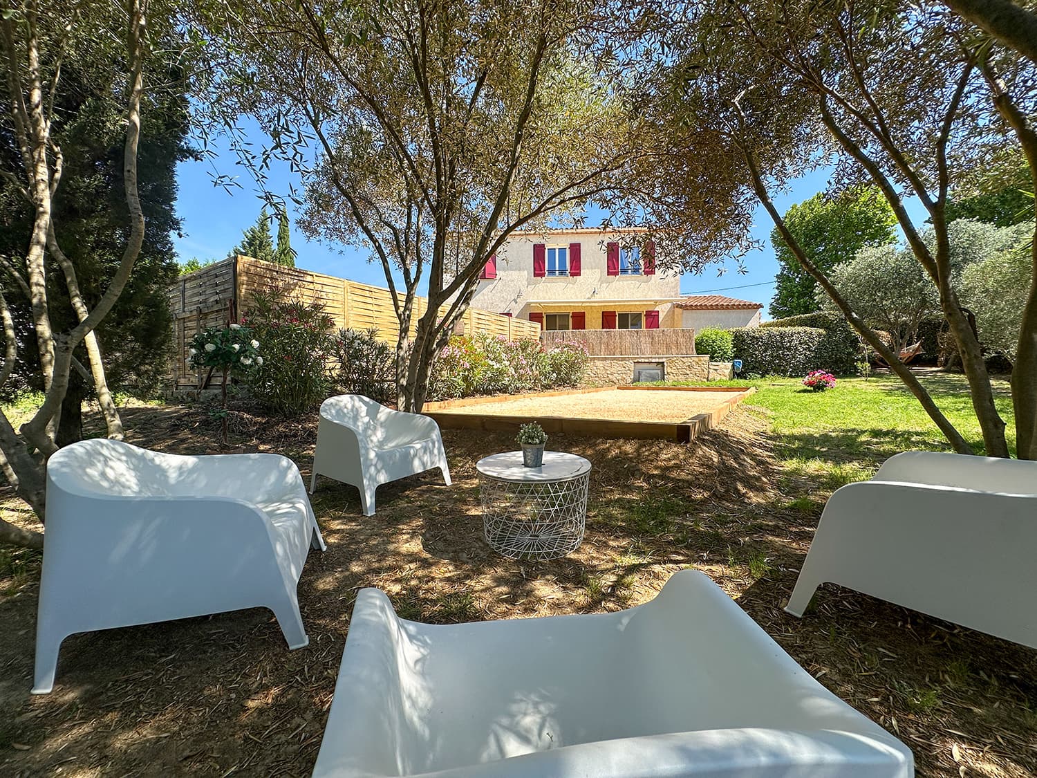 Garden and boules court