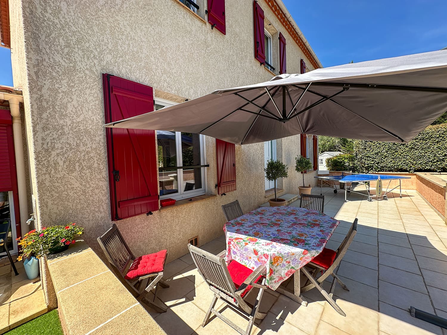 Shaded dining terrace