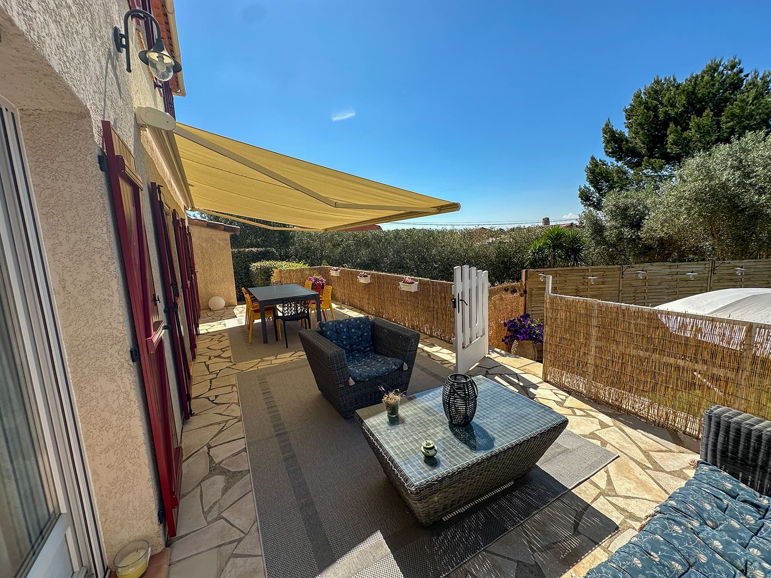 Shaded dining terrace