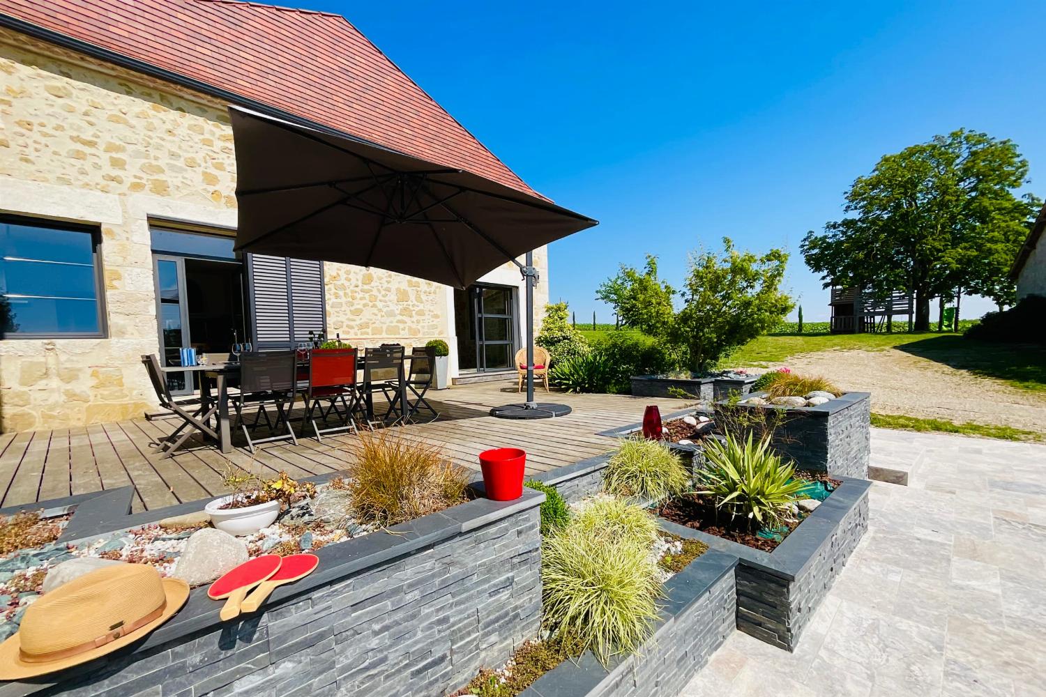 Shaded dining terrace