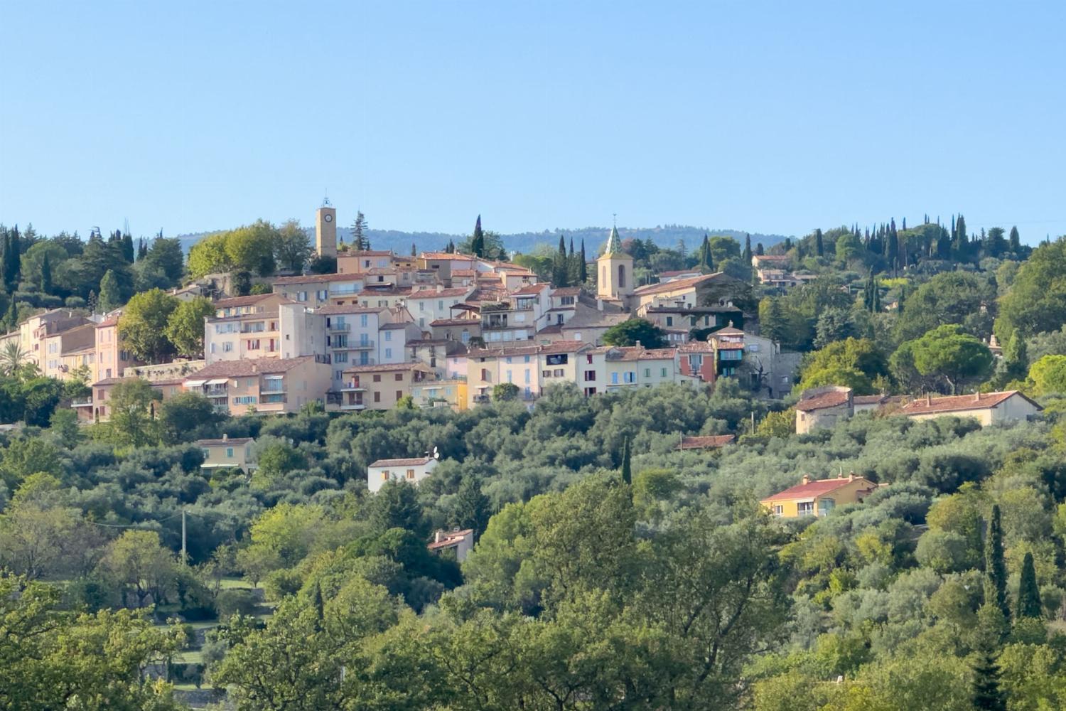 View of Tourettes village from the villa