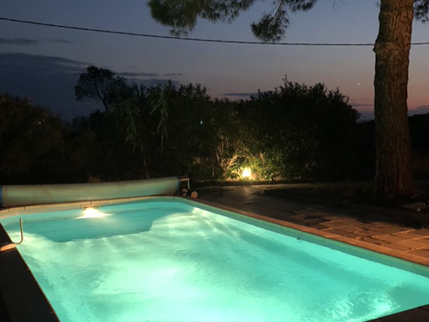 Private pool at night