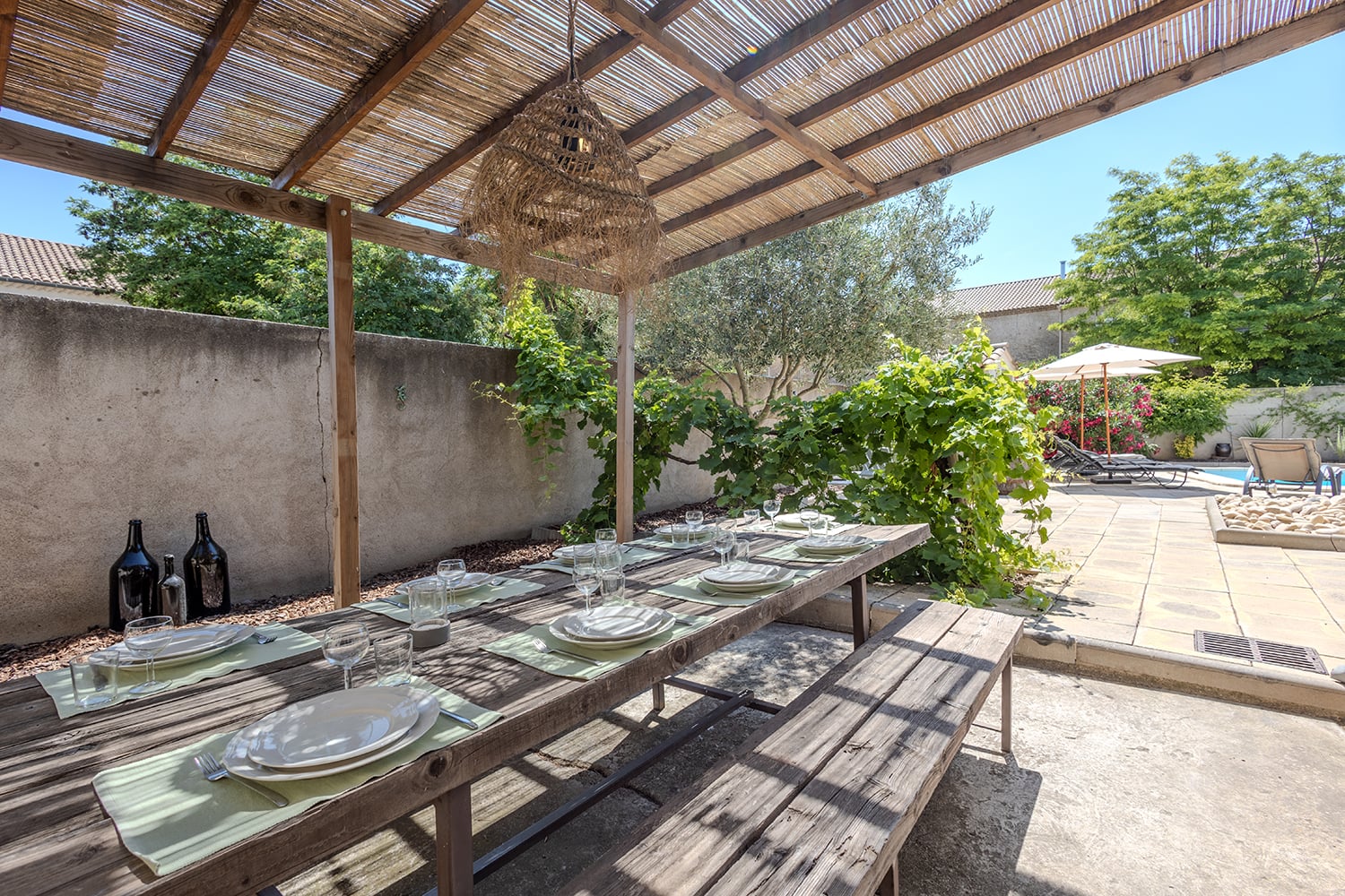 Shaded dining terrace