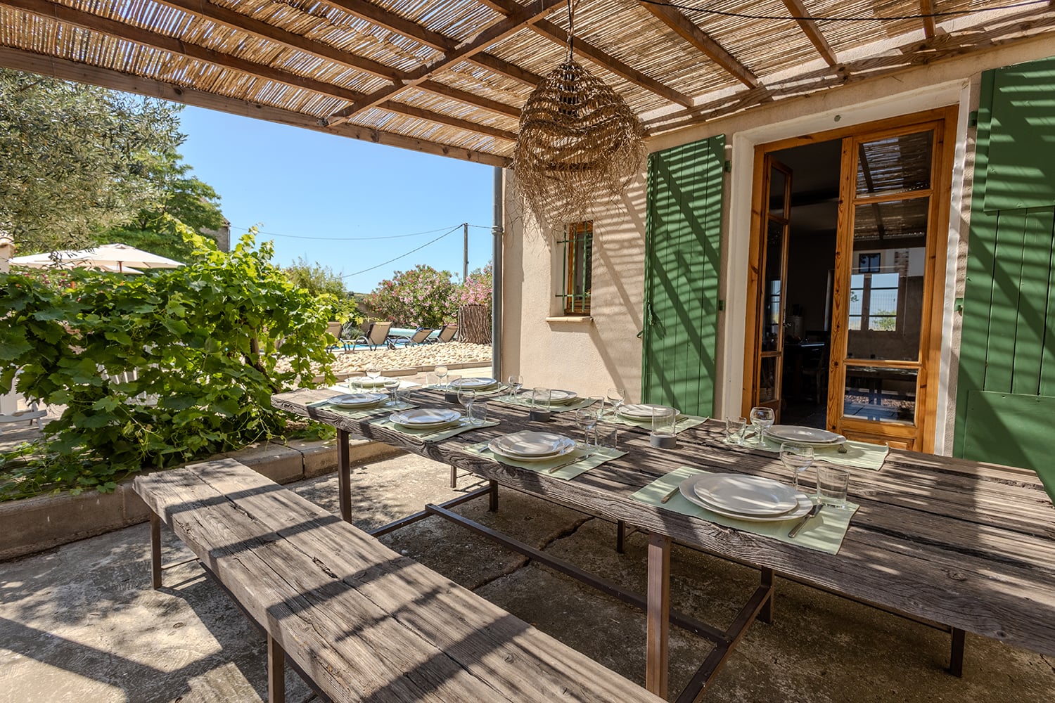 Shaded dining terrace