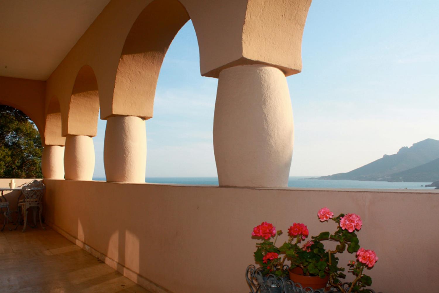 Shaded terrace with sea view