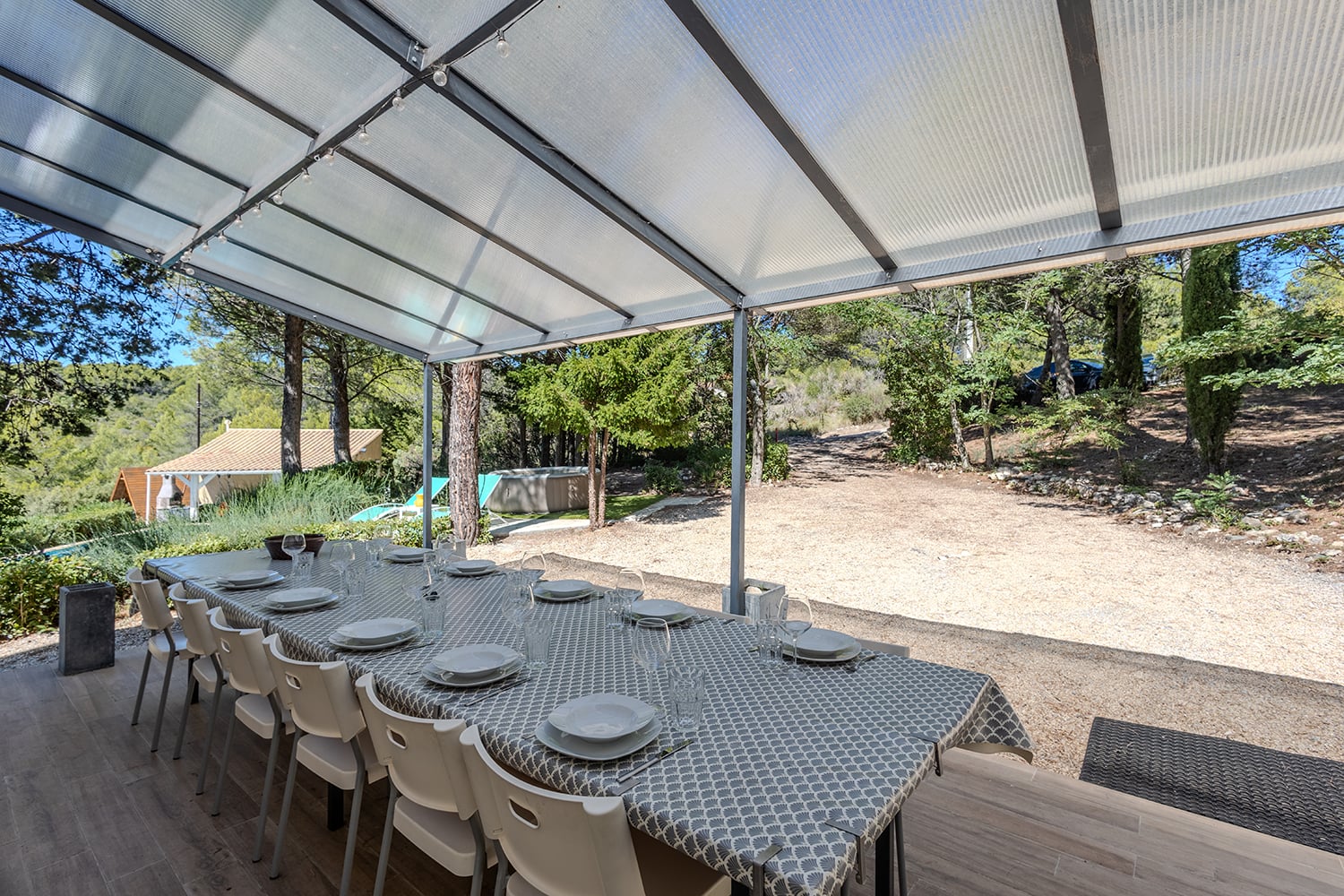 Shaded dining terrace