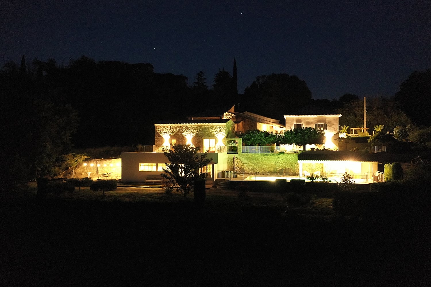 Holiday accommodation in South of France at night