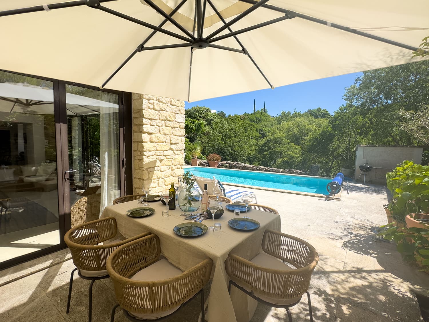 Shaded dining terrace