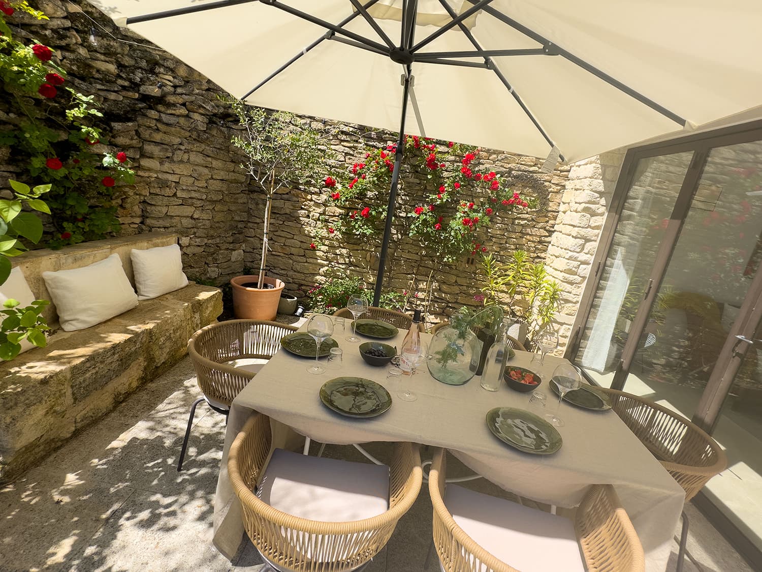 Shaded dining terrace