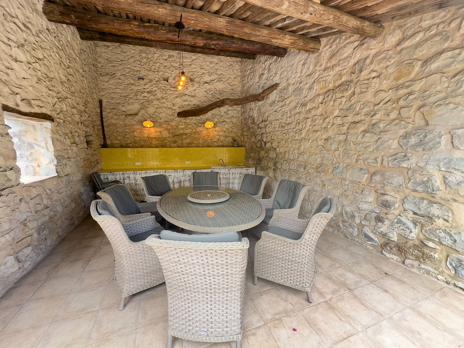 Shaded dining terrace