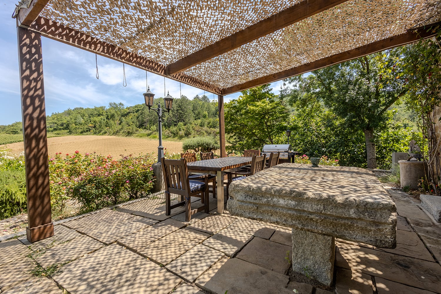 Shaded dining terrace