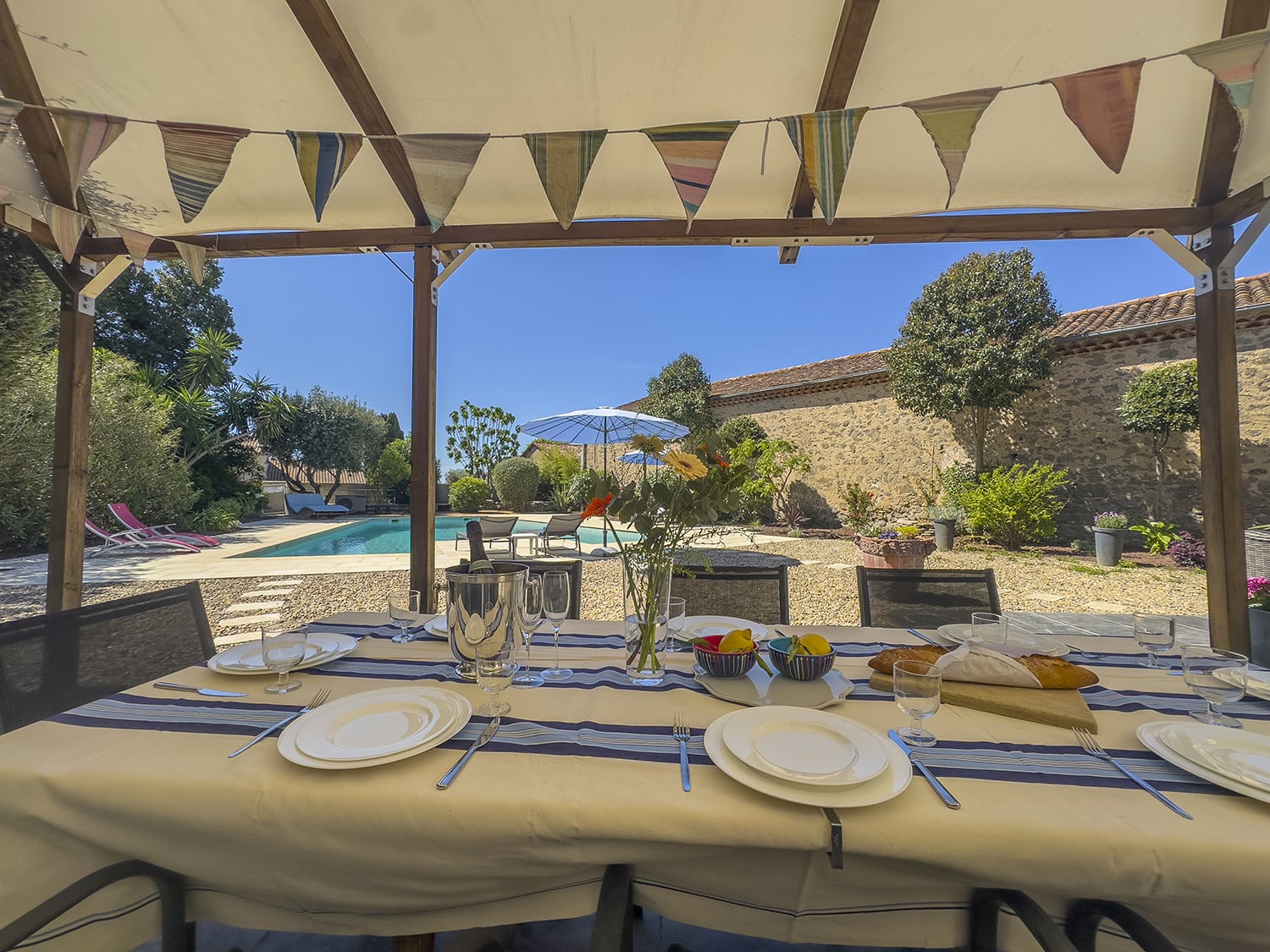Shaded dining terrace