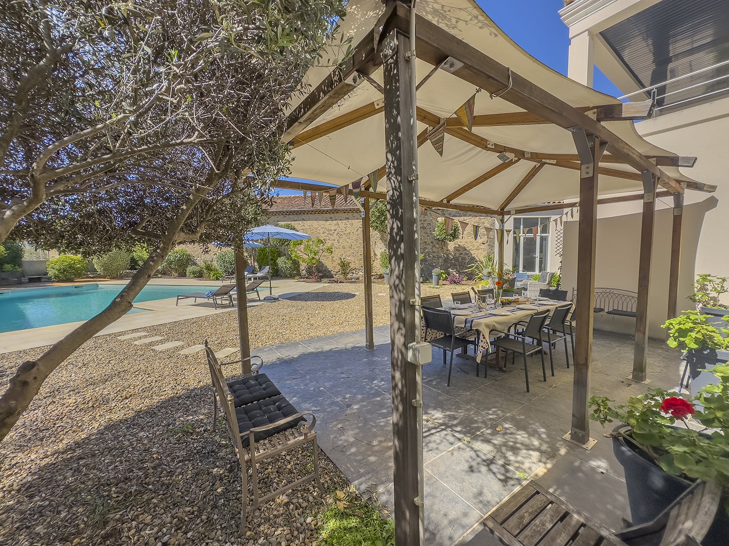 Shaded dining terrace