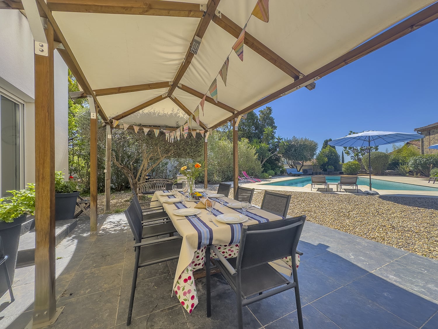 Shaded dining terrace