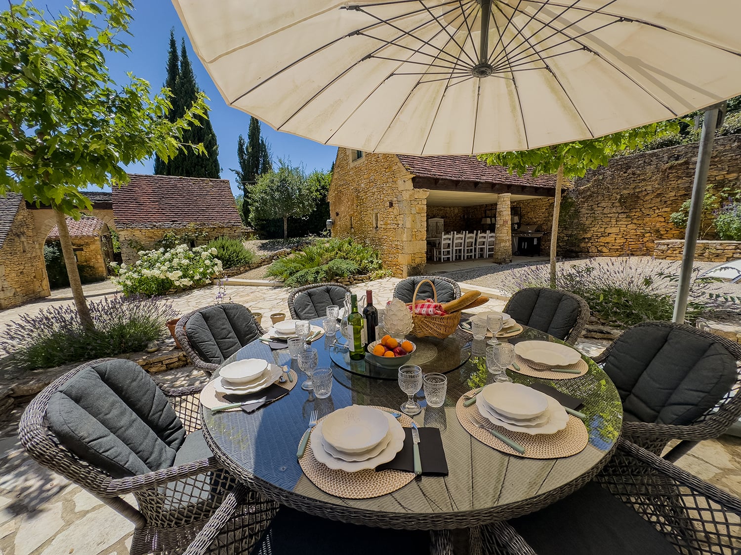 Shaded dining terrace