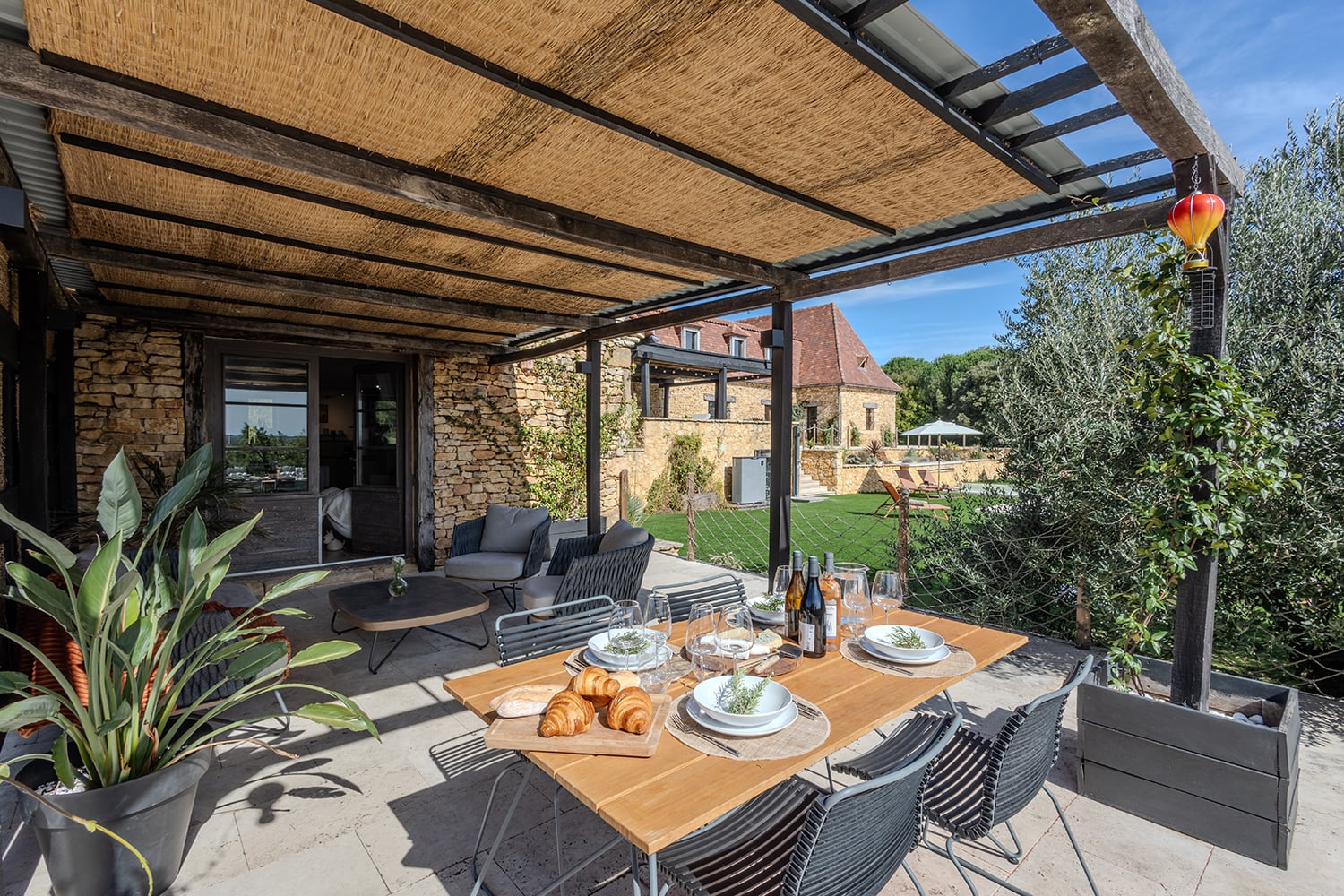 Shaded dining terrace