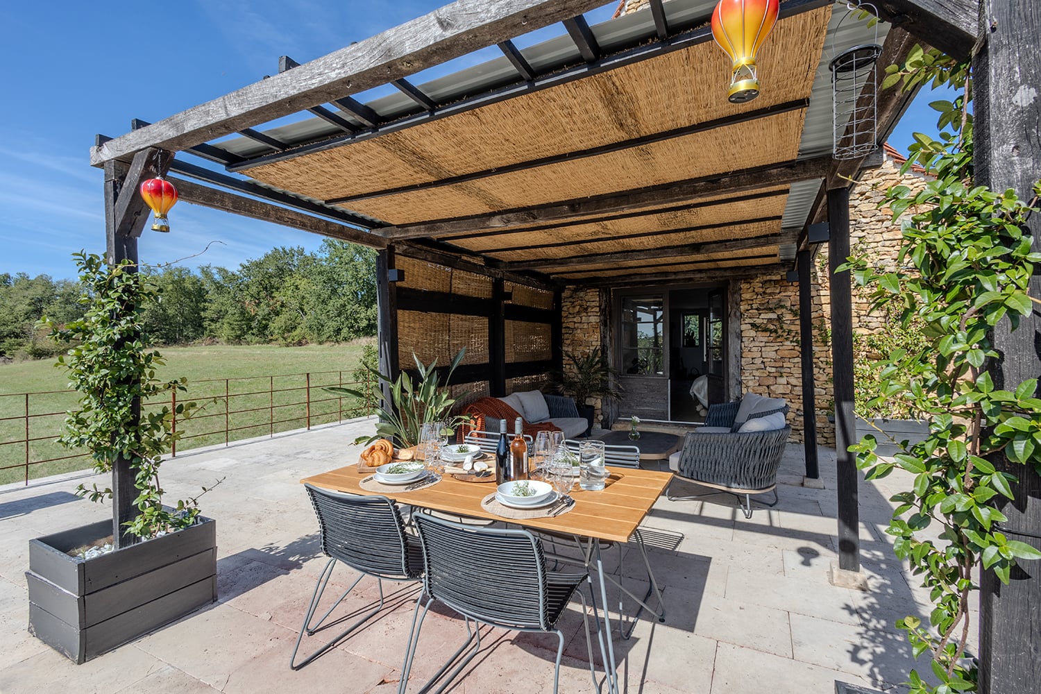 Shaded dining terrace