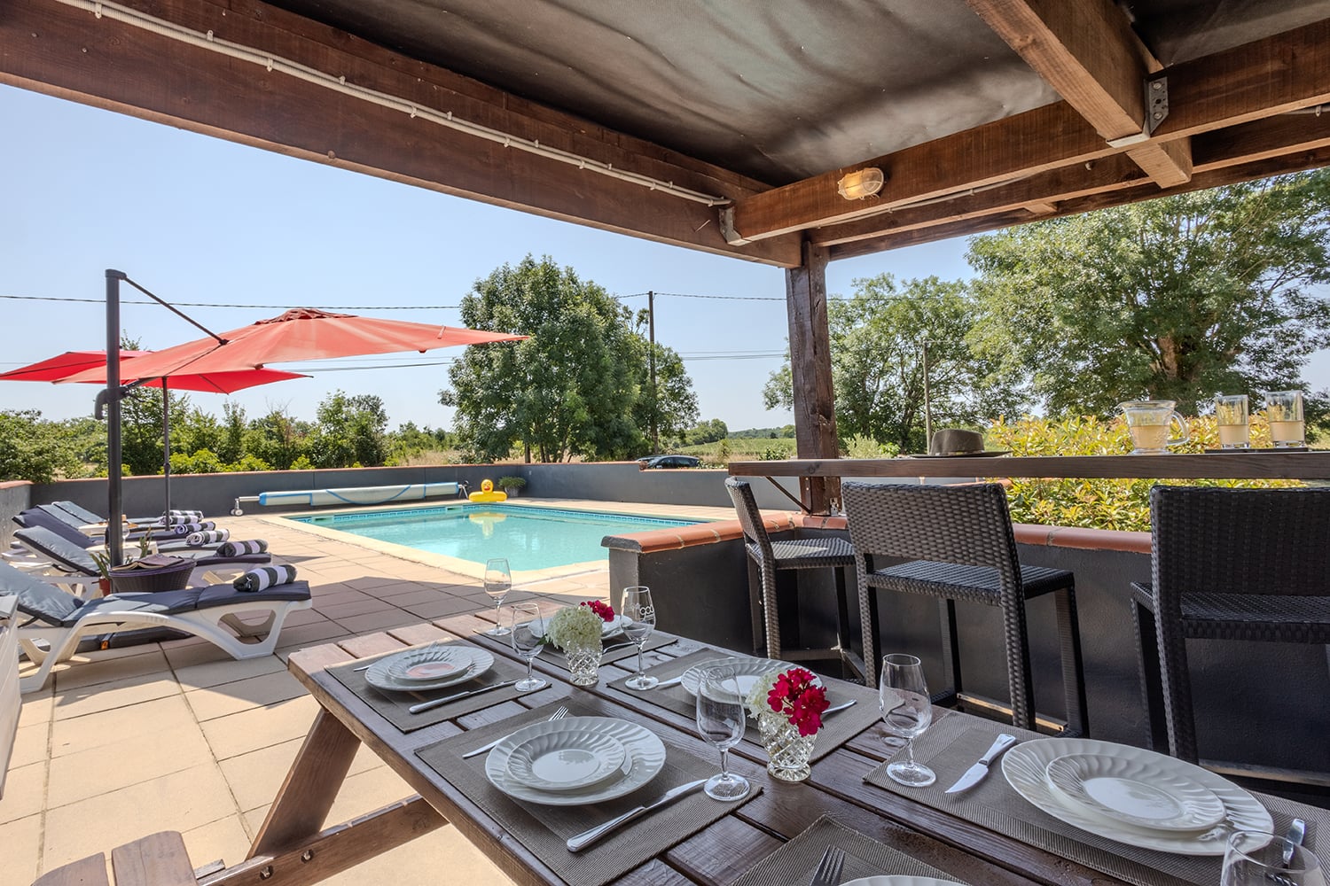 Shaded dining terrace